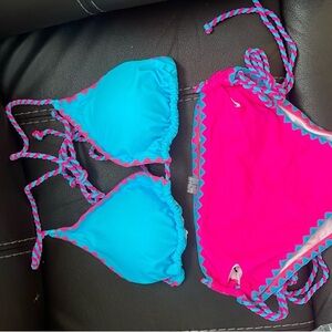 Vibrant Blue and Pink Bikini Set